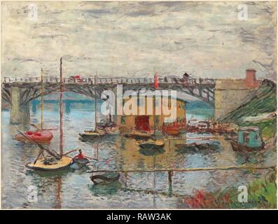 Claude Monet, Brücke von Argenteuil an einem grauen Tag, Französisch, 1840-1926, C. 1876, Öl auf Leinwand. Neuerfundene Stockfoto