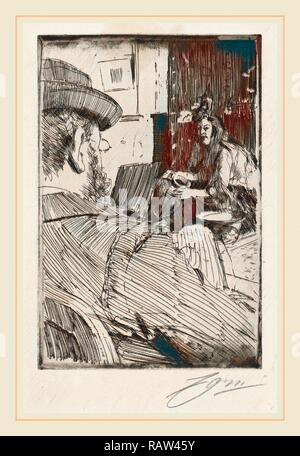 Anders Zorn, Albert Besnard und sein Modell, Schwedisch, 1860-1920, 1896, Radierung. Neuerfundene durch Gibon. Klassische Kunst mit einem Neuerfundene Stockfoto