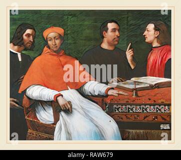 Sebastiano del Piombo, Kardinal Bandinello Sauli, seine Sekretärin, und zwei Geographen, Italienisch, 1485-1547, 1516, öl Neuerfundene Stockfoto