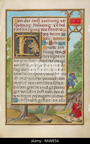 Grenze mit schimi Steine werfen auf David, Simon Bening, Flämisch, etwa 1483 - 1561, Brügge, Belgien, Europa, über Neuerfundene Stockfoto