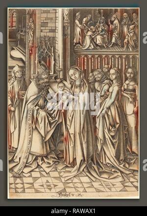 Israhel van Meckenem nach Hans Holbein der Ältere (Deutsch, C. 1445 - 1503), die Darstellung im Tempel, C. 1490 - Neuerfundene Stockfoto