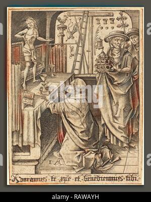 Israhel van Meckenem (Deutsch, C. 1445 - 1503), die Masse der Hl. Gregor, C. 1480-1490, Gravur. Neuerfundene Stockfoto