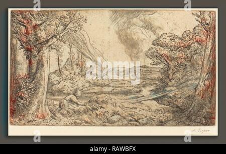 Alphonse Legros, Landschaft (Paysage), Französisch, 1837-1911, das Ätzen und die kaltnadelradierung. Neuerfundene durch Gibon. Klassische Kunst neuerfundene Stockfoto