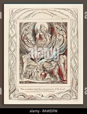 William Blake (British, 1757-1827), der Satan aus vom Angesicht des Herrn, 1825, Gravur auf Indien Papier neuerfundene Stockfoto