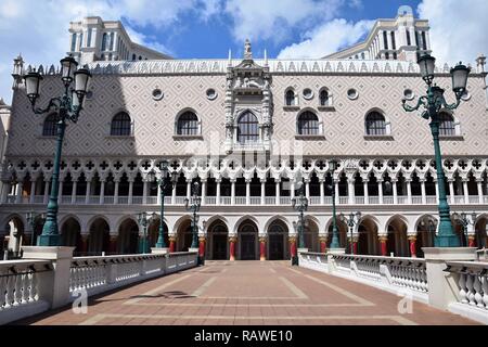 Macau - ca. September 2017: Wasser und Venetian Macau Casino und Luxus Resort in Macau China. Stockfoto