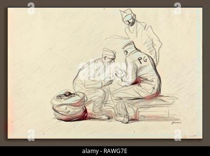 Jean-Louis Forain, Poilu und deutschen Gefangenen, Französisch, 1852-1931, C. 1914-1919, schwarze Kreide auf Bütten neuerfundene Stockfoto