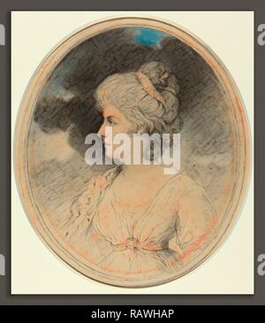 John Downman (Welsh, 1750-1824), Porträt einer Frau im Profil, 1791, schwarze Kreide und Aquarell. Neuerfundene Stockfoto