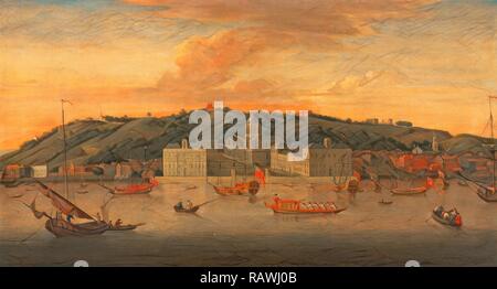 Eine Ansicht von Greenwich aus dem Fluss mit vielen Boote, London, Jan Griffier der Ältere, Ca. 1645-1718, Niederländisch. Neuerfundene Stockfoto