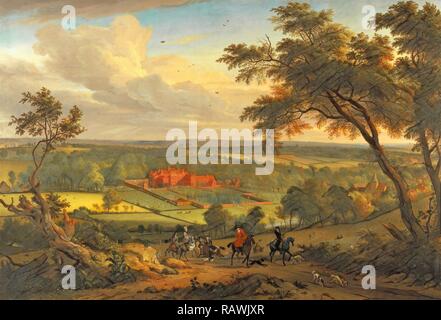 Bifrons Park, Kent Jagdszene mit Brifons Park im Hintergrund, vielleicht Jan van der Vaardt, 1647-1721, Niederländisch neuerfundene Stockfoto