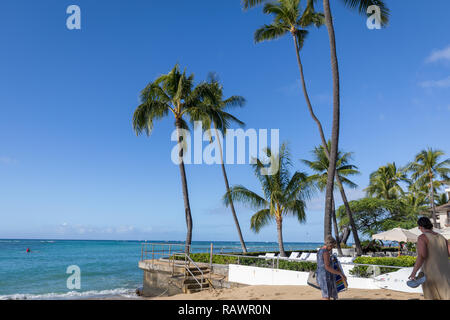 Honolulu, Hawaii - Dec 23, 2018: Oahu Waikiki Beach - Bild Stockfoto