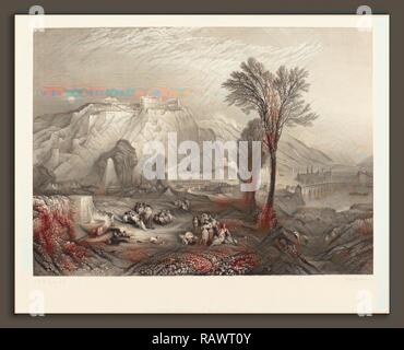 John Pye nach Joseph Mallord William Turner (British, 1782-1874), Festung Ehrenbreitstein, 1845, Gravur auf Chine collé Neuerfundene Stockfoto