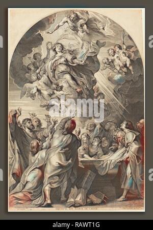 Paulus Pontius, nach Sir Peter Paul Rubens (Flämisch, 1603-1658), die Himmelfahrt der Jungfrau, 1624, Gravur auf Neuerfundene Stockfoto