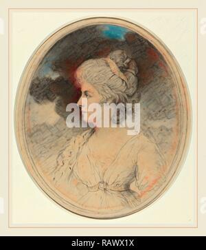 John Downman (Welsh, 1750-1824), Porträt einer Frau im Profil, 1791, schwarze Kreide und Aquarell. Neuerfundene Stockfoto