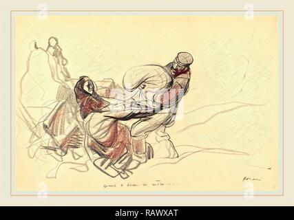 Jean-Louis Forain, Quand le Boche se..., Französisch, 1852-1931, vermutlich 1917, Schwarzer Zeichenstift und Pinsel und schwarz Neuerfundene Stockfoto