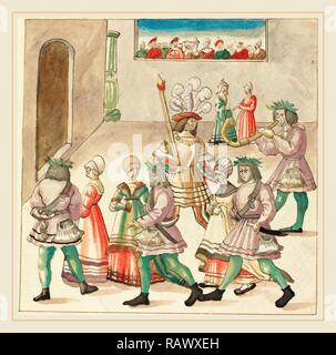 Deutschen des 16. Jahrhunderts, Maskerade, C. 1515, Pen und braune Tusche mit Aquarell auf Bütten. Neuerfundene Stockfoto