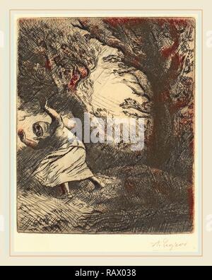 Alphonse Legros, Donner (Un coup de foudre), Französisch, 1837-1911, Radierung. Neuerfundene durch Gibon. Klassische Kunst mit einem Neuerfundene Stockfoto