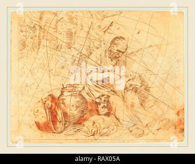 Felix Régamey nach Alphonse Legros, den Tinker (Le retameur), Französisch, 1844-1907, Radierung in Braun [Stornierung neuerfundene Stockfoto