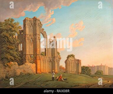 St. Mary's Abbey, York unterzeichnet, unten links: "ARooker A: pinxt', Michael 'Angelo' Rooker, 1746-1801, Britisch neuerfundene Stockfoto