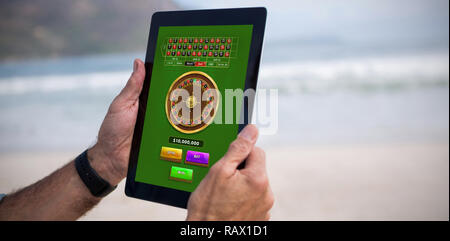 Das zusammengesetzte Bild im online roulette spiel Stockfoto