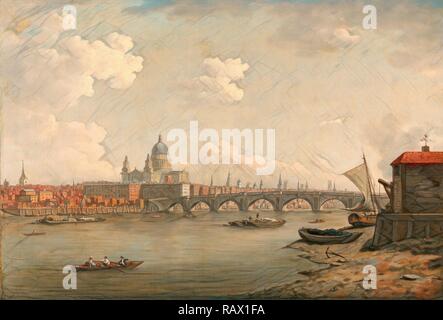 London, St. Paul's und Blackfriars Bridge unterzeichnet, William Marlow, 1740-1813, Britisch. Neuerfundene durch Gibon. Klassische neuerfundene Stockfoto