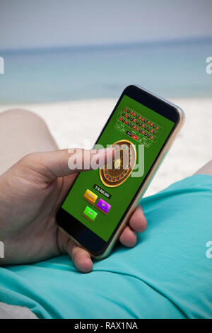 Das zusammengesetzte Bild im online roulette spiel Stockfoto