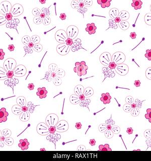 Floral fantasy Muster Nahtlose. Abstrakte hand - Blumen auf weißem Hintergrund dargestellt. Vector Illustration. Stock Vektor