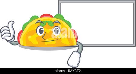 Daumen hoch mit Board omelatte serviert auf Holz- cartoon Platte Stock Vektor