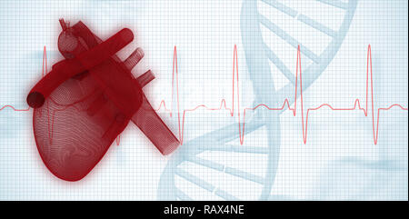 Das zusammengesetzte Bild im 3D-Bild des menschlichen Herzens Stockfoto