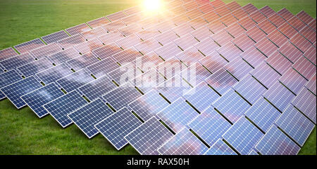 Das zusammengesetzte Bild im blauen Solarzellen Stockfoto