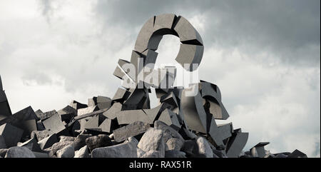 Das zusammengesetzte Bild im 3D-Bild von beschädigten Rautetaste mit Steinen Stockfoto