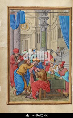 Judas empfangen die dreißig Silberlinge, Simon Bening, Flämisch, etwa 1483 - 1561, Brügge, Belgien, Europa, über Neuerfundene Stockfoto