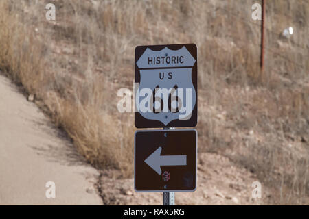 Historische Route 66 braunes Schild, Nevada, USA Stockfoto