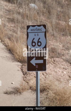 Historische Route 66 braunes Schild, Nevada, USA Stockfoto