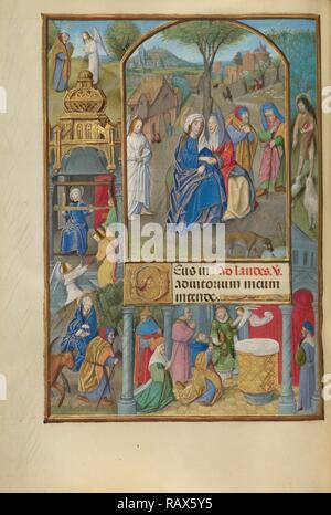 Die Visitation, Meister der Dresdener Gebetbuch, Flämisch, aktiv um 1480 - 1515, Brügge, Belgien, Europa, über Neuerfundene Stockfoto