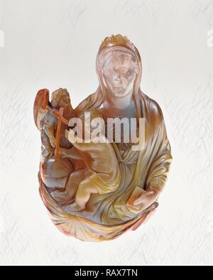 Madonna mit Kind und ein Engel, unbekannte Teekocher, Venedig, Venedig, Italien, Europa, frühen 1500s, Chalcedon, Objekt:H:15 Neuerfundene Stockfoto