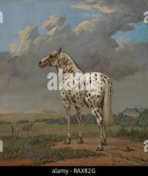 Die "piebald" Pferd, Paulus Potter, Niederländisch, 1625-1654, 1650-1654, Öl auf Leinwand, Ungerahmt: 50,2 x 45,1 cm (Neuerfundene Stockfoto