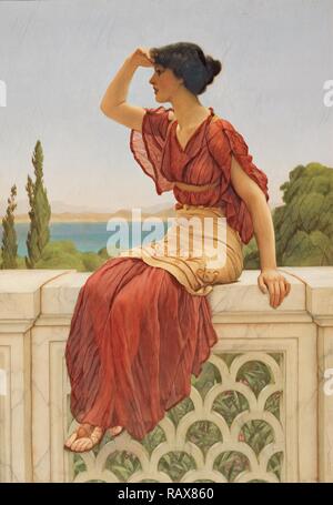 Das Signal, John William Godward, Englisch, 1861 - 1922, 1899, Öl auf Leinwand, ohne Rahmen: 66 x 45,7 cm (26 x 18 im Neuerfundene Stockfoto