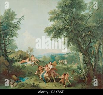 Landschaft mit der Bildung von Bacchus, Francesco Zuccarelli, Italienisch, 1702 - 1778, 1744, Öl auf Leinwand, ungerahmt Neuerfundene Stockfoto