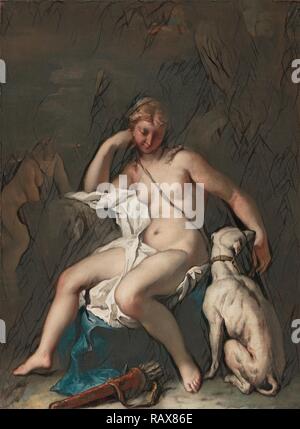 Diana und Ihr Hund, Sebastiano Ricci, Italienisch, 1659-1734, 1717-1720, Öl auf Leinwand, ohne Rahmen: 74 x 55,6 cm (29 1/8 Neuerfundene Stockfoto