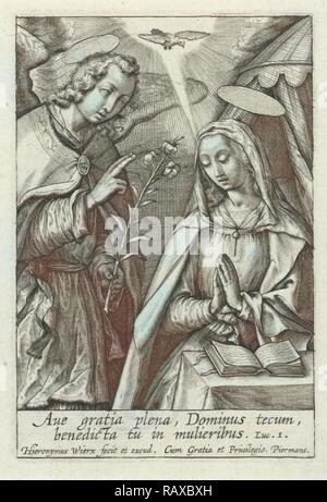 Verkündigung, Hieronymus Wierix, 1563 - vor 1619. Neuerfundene durch Gibon. Klassische Kunst mit einem modernen Touch neuerfundene Stockfoto
