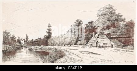 Landschaft in der Nähe von Baambrugge, Niederlande, Elias Stark, 1887. Neuerfundene durch Gibon. Klassische Kunst mit einem modernen Touch neuerfundene Stockfoto