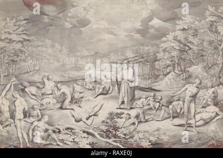 Vision des Ezechiel über das Tal der Knochen, Nicolaes de Bruyn, 1606. Neuerfundene durch Gibon. Klassische Kunst mit einem modernen Neuerfundene Stockfoto