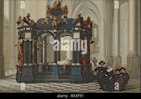 Eine Familie neben dem Grab von Prinz William, die ich in der Nieuwe Kerk, Delft, Dirck van Delen, 1645. Neuerfundene Stockfoto