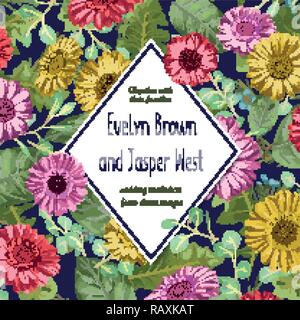 Schöne vector Hintergrund, Hochzeit Einladungskarte, Grußkarte, Etiketten, Banner. Aquarell Gelb, Rot, Rosa Gerbera Blumen mit Eukalyptus verlassen Stock Vektor