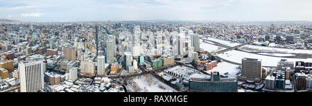 Stadtbild von Sapporo Winter in Japan Stockfoto