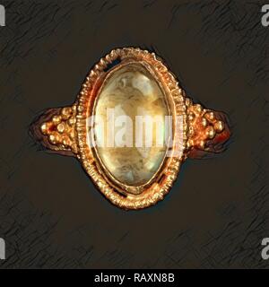 Ring, Unbekannt, Römische Reich, 250 - 400, Gold, Bergkristall, Objekt: H: 2,9 x Durchm.: 2,5 cm (1 1/8 x 1 in.), Objekt (neu konzipiert Stockfoto