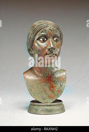 Miniaturporträt Büste einer Frau, Unbekannt, Rom, Italien, Latium, Europa, 25 v. Chr. - 25 n. Chr., Bronze, Glas-paste Neuerfundene Stockfoto