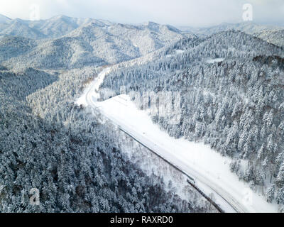 Daisetsuzan Nationalpark von Hokkaido, Japan im Winter Stockfoto