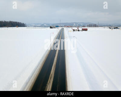 Road Trip über Asahi dake Hokkaido Stockfoto