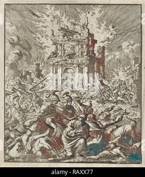 Römer Töten der Juden, während der Tempel brennt, drucken Teekocher: Jan Luyken, Jan Rieuwertsz. II, Neuerfundene Barent Visscher, 1706 Stockfoto